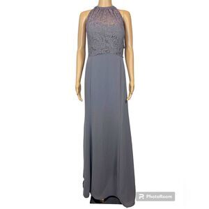 Dessy Collection Vivian Diamond Style 2994  Charcoal Grey Marquis Lace Size  18